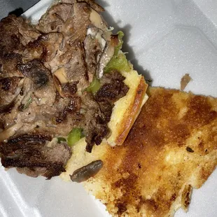 Inside Philly cheese steak