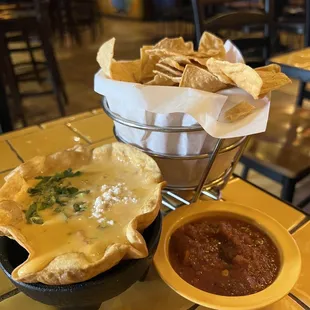 #chips, salsa and queso