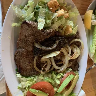 Steak alla pancha with side salad