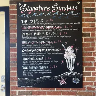 Signature Sundaes menu