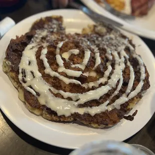 Eggs &amp; Cinnamon Roll Pancake Combo