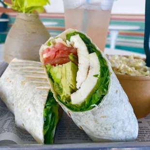 Avocado Caprese Wrap with Potato Salad