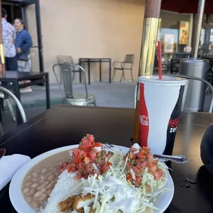 Blackened fish and Ensenada Style fish taco plate!