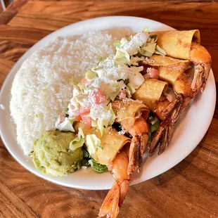 shrimp taquitos plate