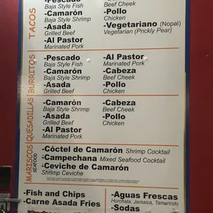 menu