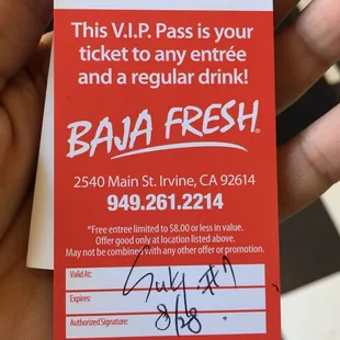 Yes I won a free meal