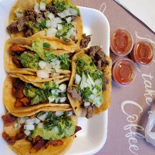 5 street tacos $8.99 +tax. Got 3 adobada &amp; 2 cabeza