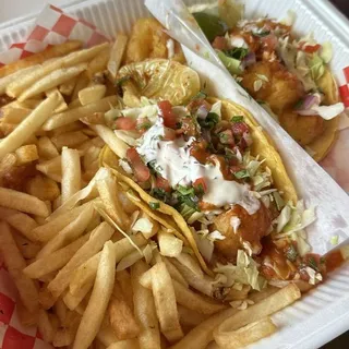 1. One Fish Taco, One Shrimp Taco, Fries, Can Soda