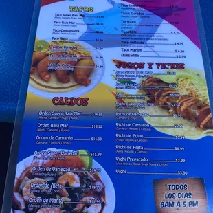 the menu