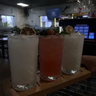 Coconut &amp; strawberry margarita flight