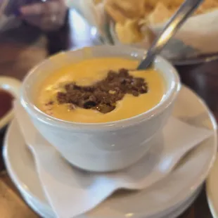 Queso with ground beef.