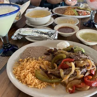 Steak fajitas and coconut margarita