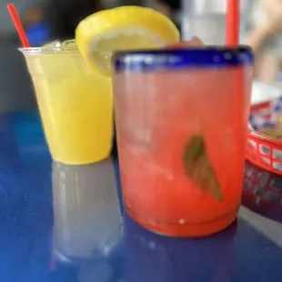 Margarita and strawberry mojito