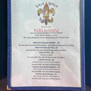 Kids Menu