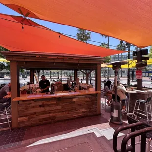 Outdoor seating at Baja Rick&apos;s Cantina at the Gaslamp Quarter in Downtown, San Diego, CA.