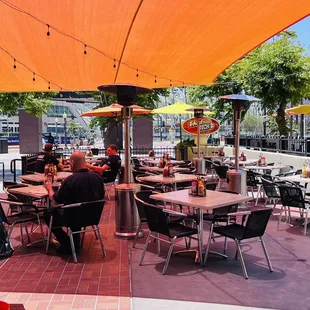 Outdoor seating at Baja Rick&apos;s Cantina at the Gaslamp Quarter in Downtown, San Diego, CA.