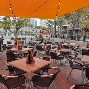 Partial view of the front patio seating