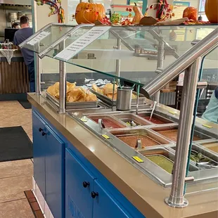 Chips &amp; salsa bar self serve, very fresh and hot chips