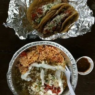 Enchiladas &amp; tacos with their special homemade sauce