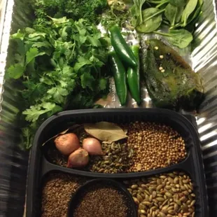 Some of the herbs and spices that go into the Chorizo Verde
