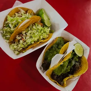 2 shrimp tacos / 2 asada tacos- so tasty!