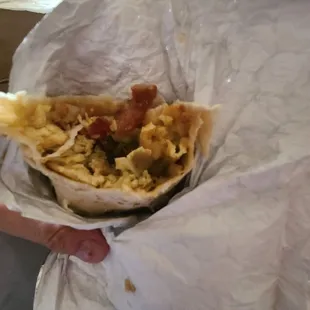 Breakfast Burrito- bacon and green chili
