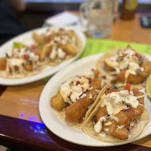 three plates of food