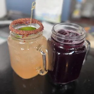 Spicy Margarita and hibiscus lemonade! Both delicious!