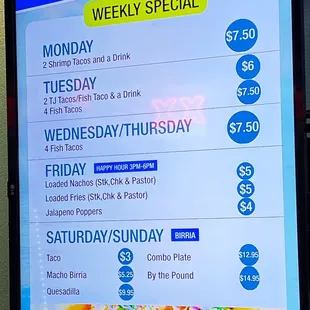 the menu