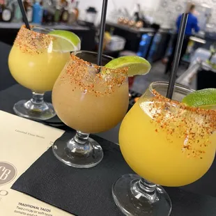 Margarita flight(mango, tamarind, and passion Fruit)