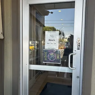 the entrance to the restaurant