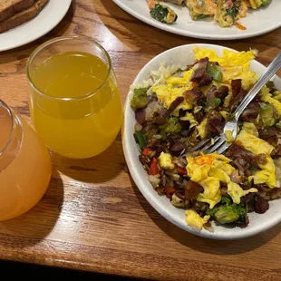 Guava and mango mimosa, hangover skillet!