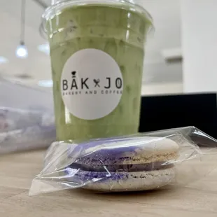 Coconut matcha &amp; ube oreo macaron