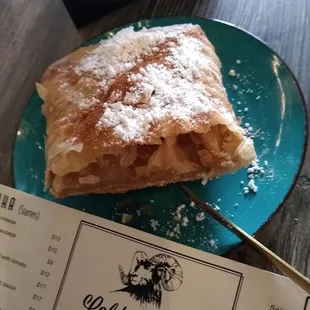 a piece of pie on a plate