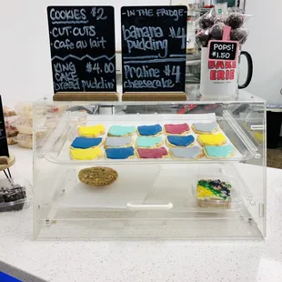 a display of baked goods