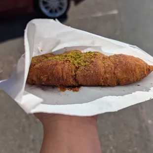 Baklava croissant $6.25. Ask for it to be toasted, not microwaved. It was soggy.