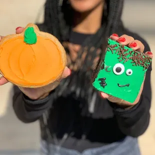 Pumpkin Cookie &amp; Frankenstein Brownie