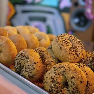 Fresh NY style sourdough bagels