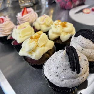 Strawberry, red velvet, pumpkin and cookies and cream