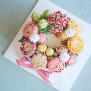 a cake decorated with flowers