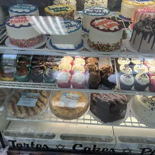 Assorted cakes.