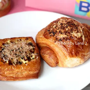 Okonomiyaki Danish ($5.25) and Croissubi ($5.50)