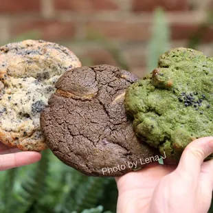 Black Sesame Snickerdoodle ($3.75), Hojicha Double Chocolate Cookie ($3.75), Matchahuhu Cookie ($3.75) - snickerdoodle was my fav