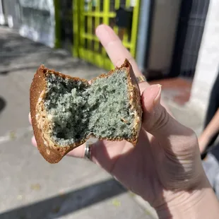 Jasmine tea mochi bite - yum!