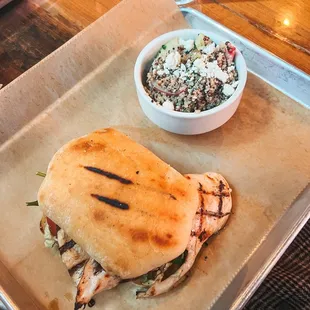 Chicken Grilled sandwich "The Boulevard" with a refreshing quinoa salad