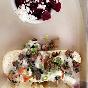 I got the mushroom sandwich with beets and goat cheese.