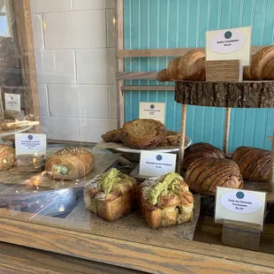 a display of baked goods