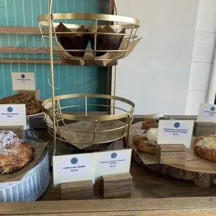 a variety of pastries on display