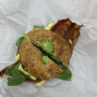 The René on a salted multigrain bagel (no jalapeños)