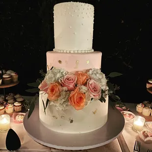 a three tiered wedding cake